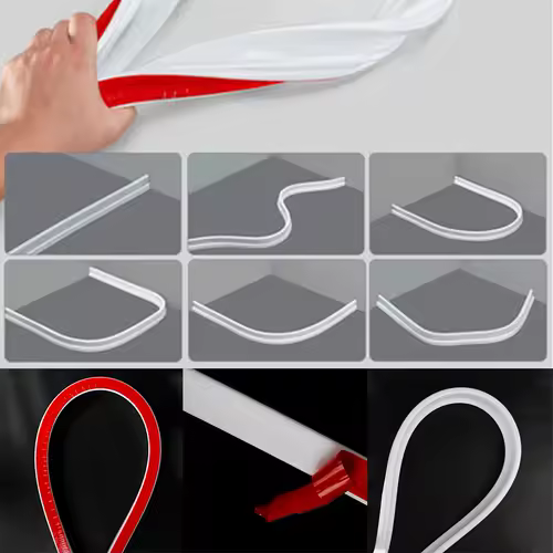 Rubber Silicone Shower Barrier Water Stopper Bathroom Waterproof Strip Water Retaining Strip Bendable Door Bottom Sealing Strip - Image 4