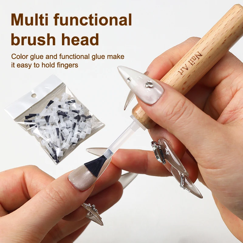 Disposable Nail Polish Brush Nail Polish Bottle Replacement Head Brush Nail Art Brush Liquid Applicators Manicure Tools 1Box