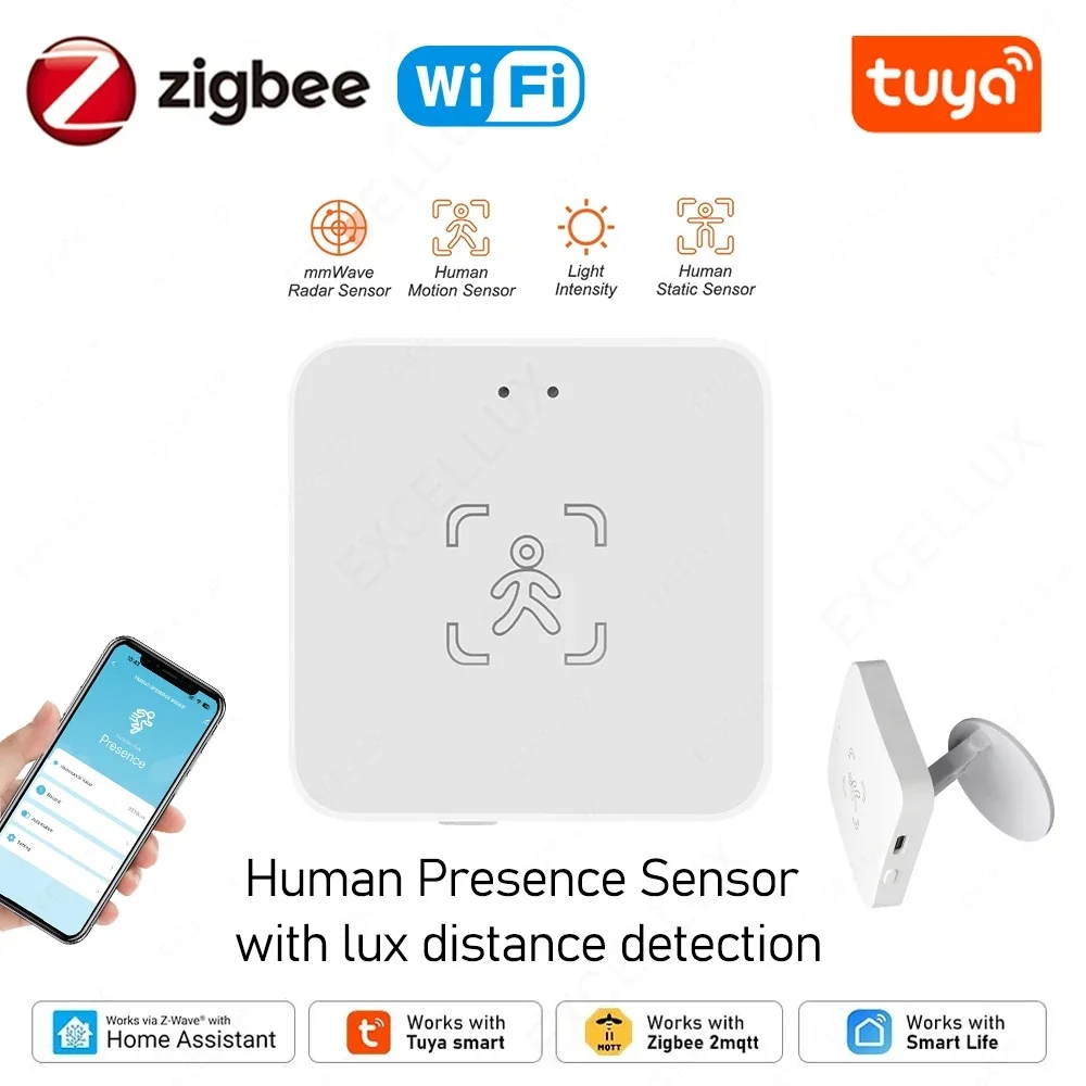 WiFi / Zigbee Smart Human Presence Sensor,Luminance/Distance Detection, Tuya Smart Life Home Automation,For Z2M Alexa, Google