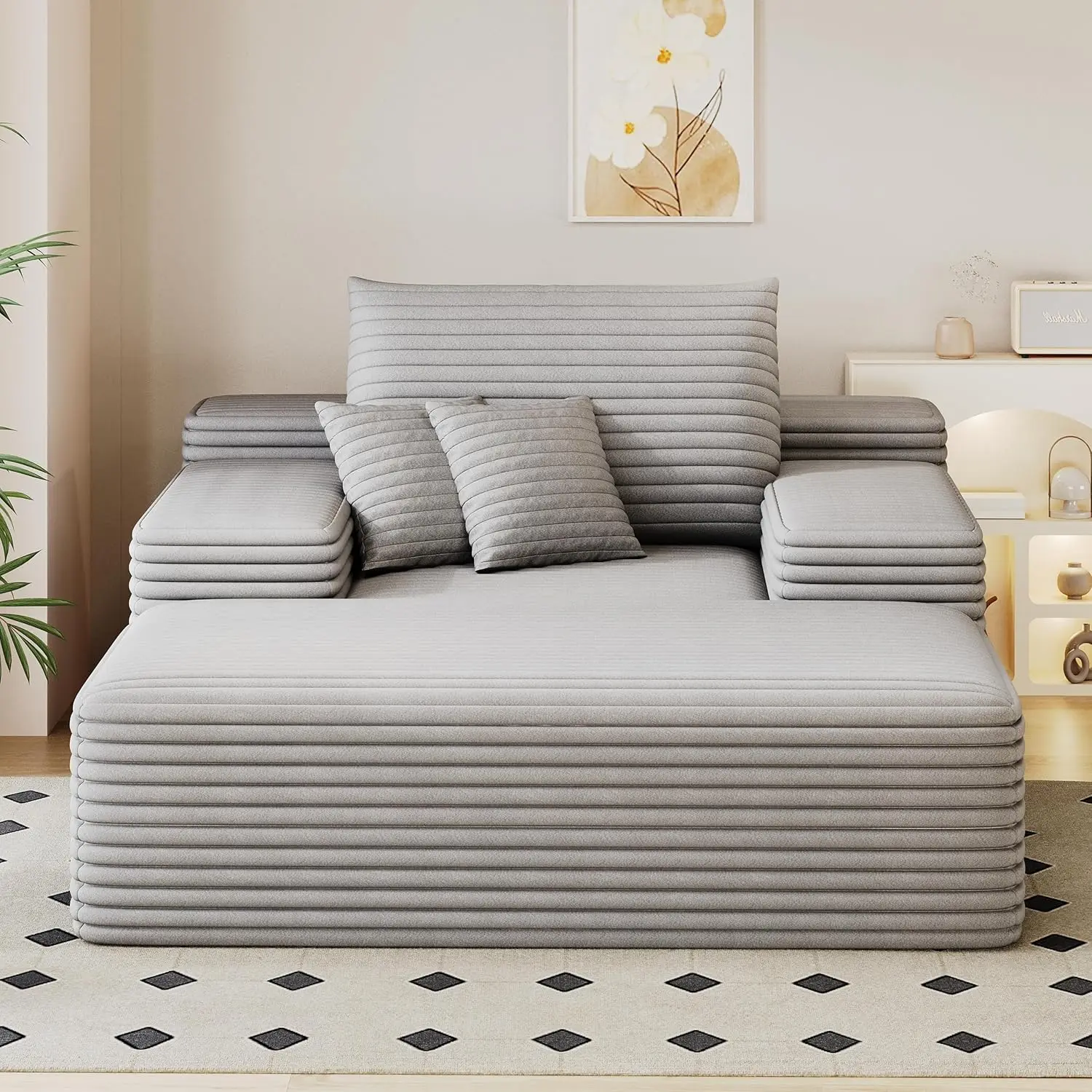 كرسي استرخاء كبير الحجم من إسفنج الذاكرة لغرف النوم وغرف المعيشة، أريكة سحابية مع رمي لراحة السرير النائم #3