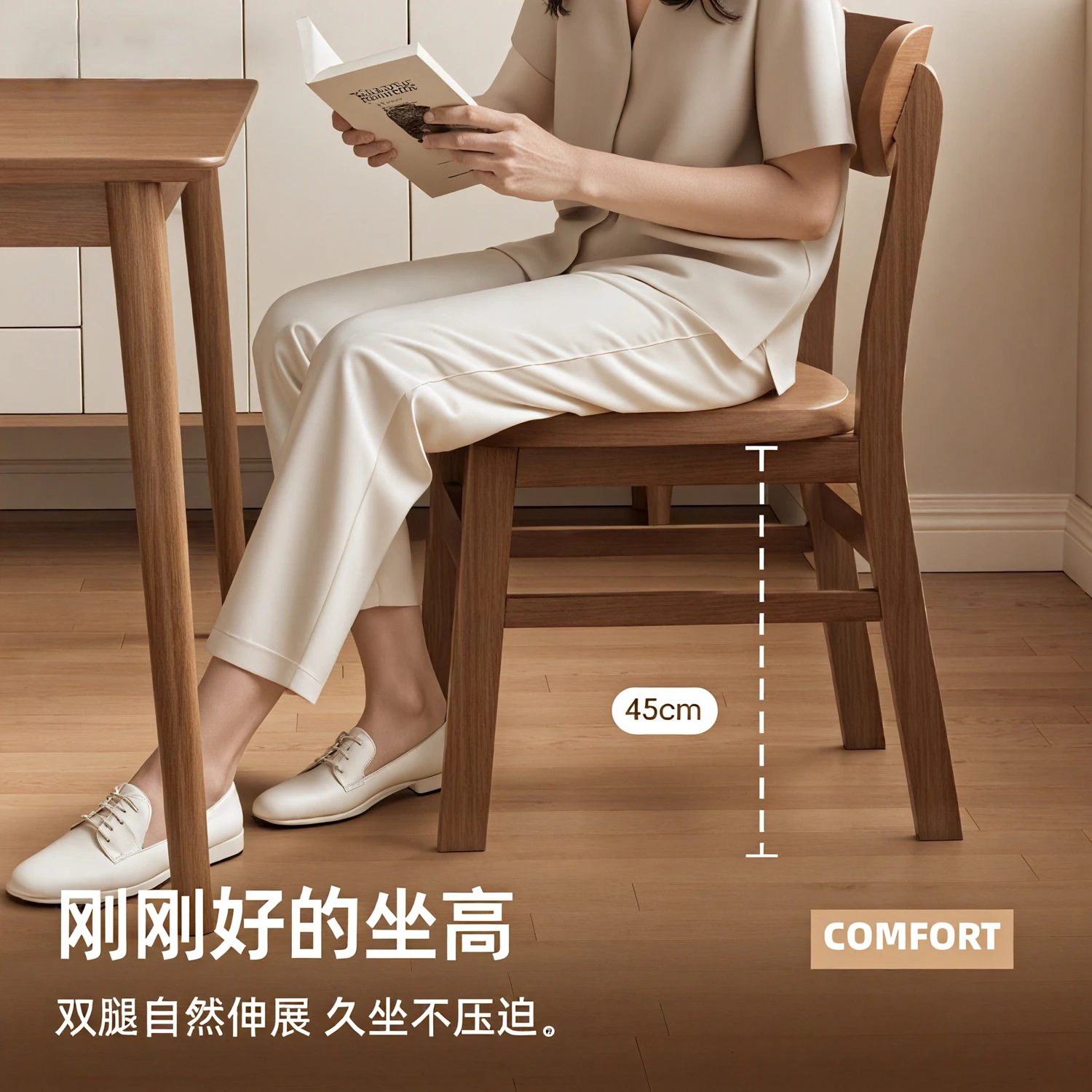 Solid wood dining chair restaurant household small apartment stool with backrest dining room dining stool walnut simple