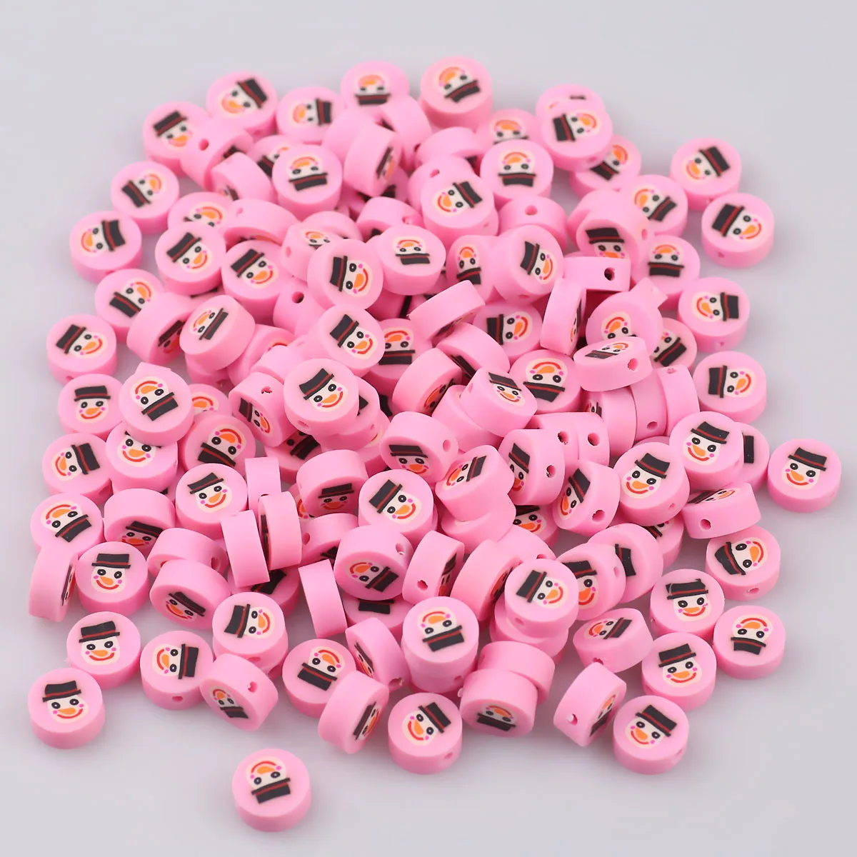 Ca. 10 mm weicher Ton, rund – rosa Schneemann-Kopf, DIY-Schmuckherstellung, Perlen, lose Perlen, Halsketten-Zubehör
