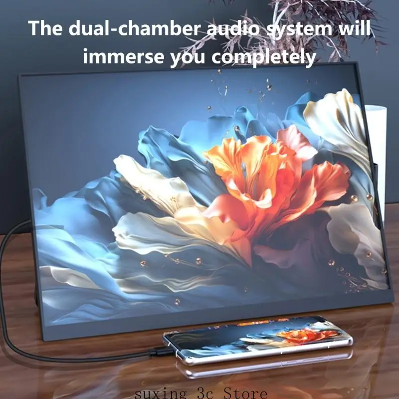 

FullHD 15.6inch Portable Screen with Adjustable Stand Mini HDTV and Type C Input for Home and Office