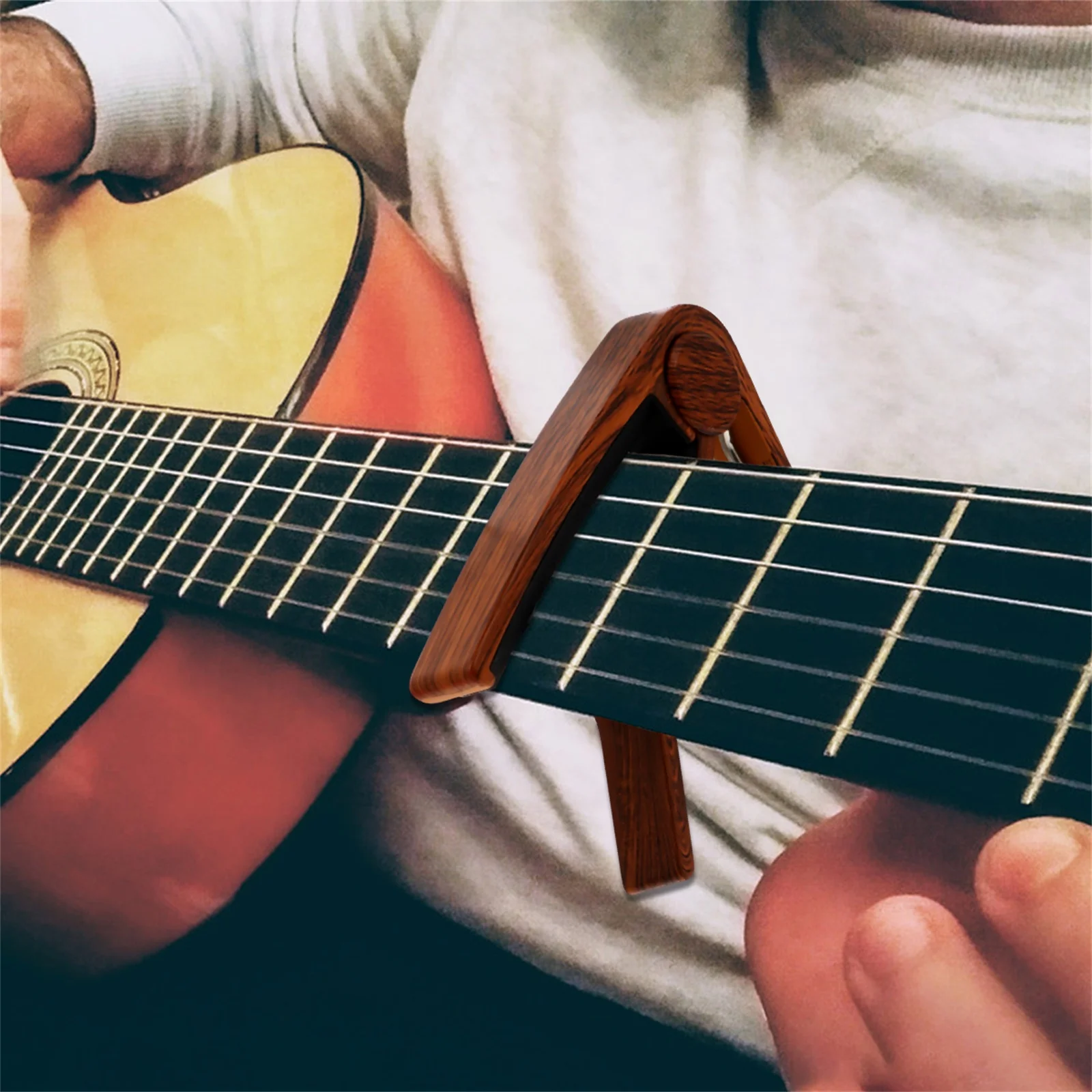 

Aluminum Alloy Guitar Capo Wood Grain Design Quick Release Tuning Clamp For Ukulele Folk Electric Guitars Clip On Accessories