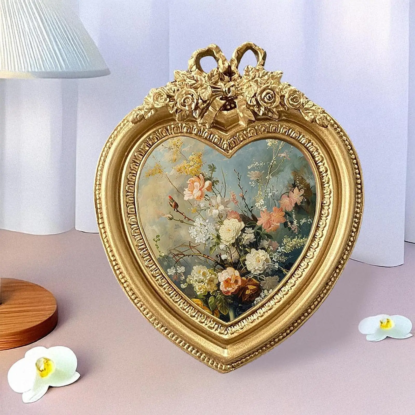 Picture Frame Resin Photo Frame Tabletop Wall Hanging European Design Small Photo Frame Heart Shaped Picture Frame