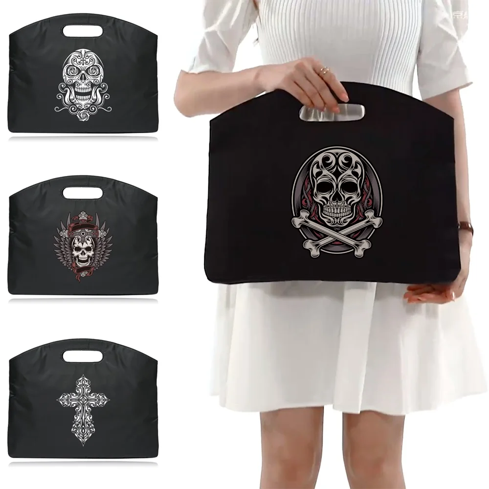 Maletín Simple, bolsa para documentos de negocios, bolso de mano, bolsa para conferencias de trabajo, bolso para tableta Unisex, bolso con estampado de calavera, funda de oficina para portátil