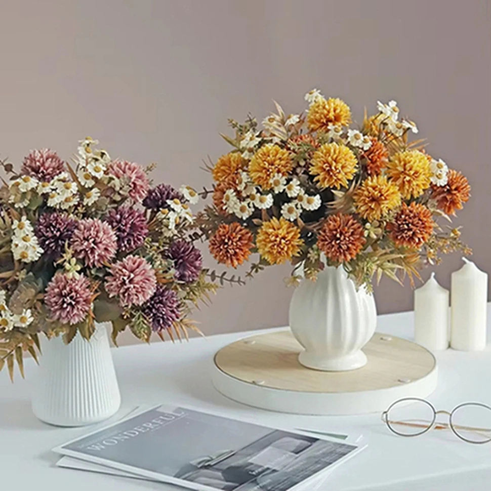 

Silk Chrysanthemum Artificial Flowers Diy Craft Wedding Home Christmas Room Decor Bridal Bouquets Photography Table Centrepieces