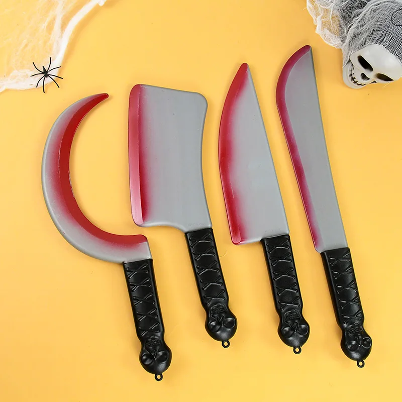 

1pc Halloween Plastic Blood Knife Bloody Simulation Sharp Kitchen Knife Ghost Festival Toy Halloween Party Decoration Supplies