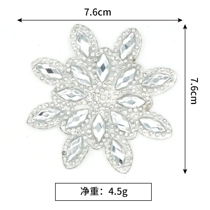 1pc Iron-on Transfers for Clothing Thermal Transfer Rhinestone Snowflake Flower Patches Iron on Sticker for Clothes Scarf Hat