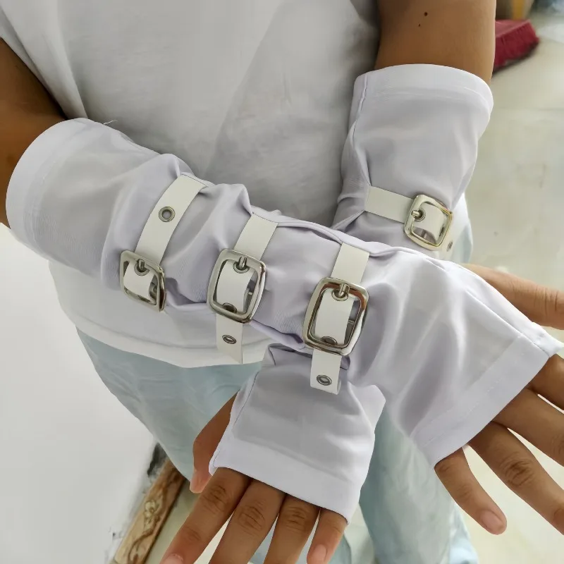 الظلام زر معدني الأصفاد القوطية نصف مفتوحة إصبع معصمه قفازات الذراع أدفأ تأثيري الشرير Y2k الشمس كم حماية هالوين