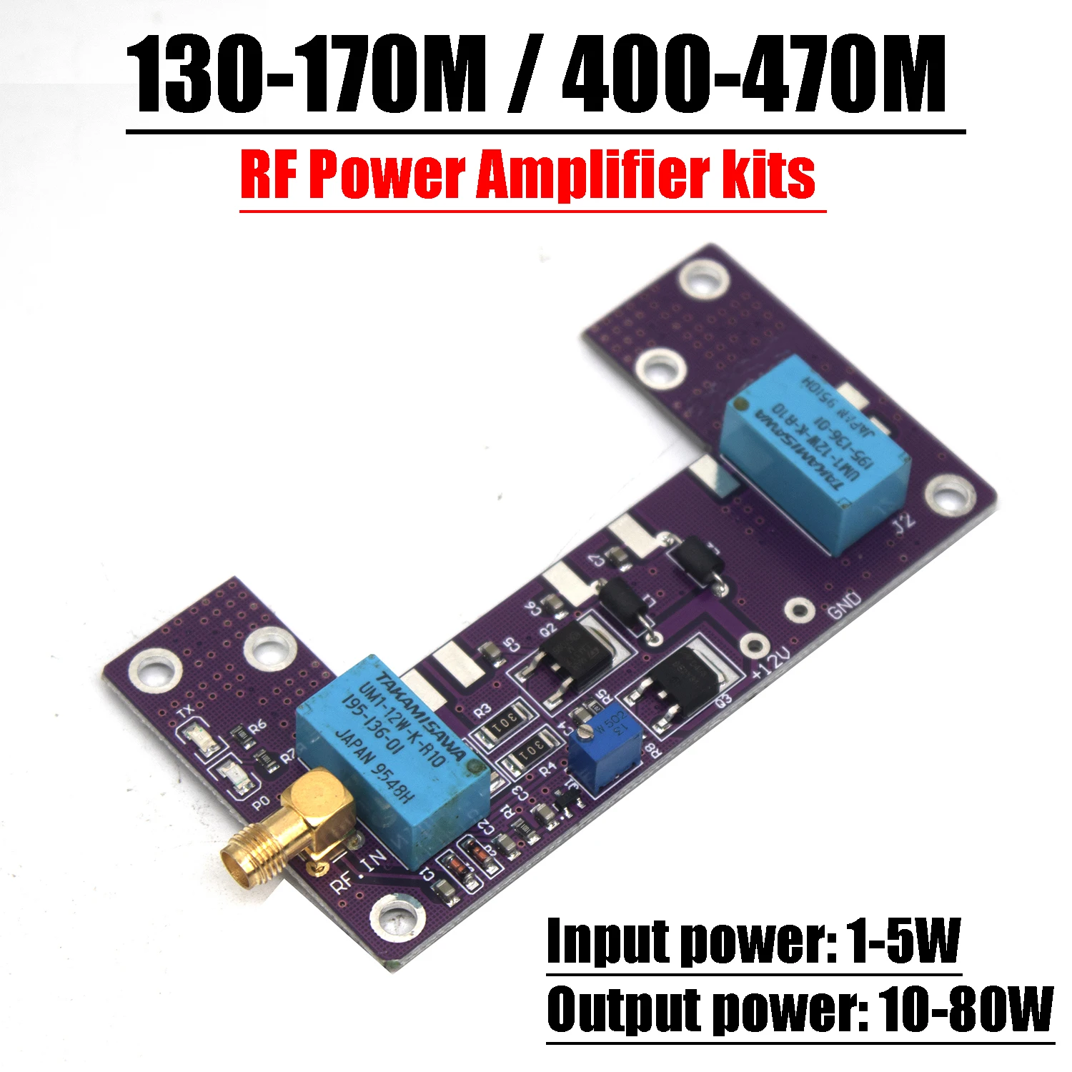 80W VHF UHF RF Power Amplifier Board kits 130-170M 400-470M for 433MHZ RA30H4047M RA60H4047M Mitsubishi walkie-talk Ham radio