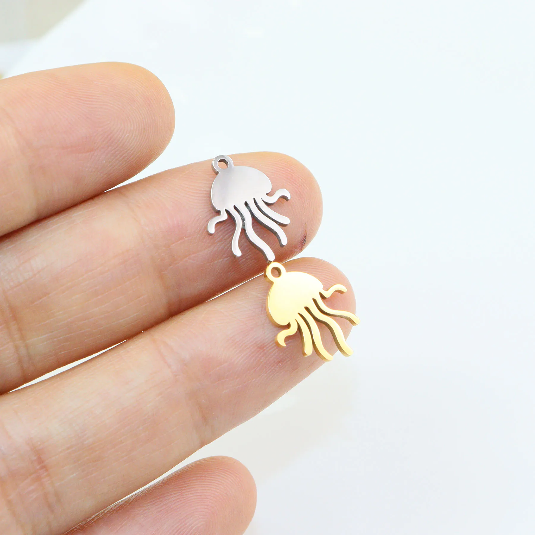 10pcs Stainless Steel Sea Motif Fashion Jewelry Charms Pendant DIY Handcraft  Vacuum Plate Waterproof Antiallergic