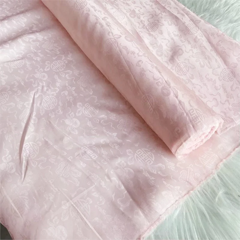 

Ribbon flower jacquard silk fabric multiply Hanfu clothing
