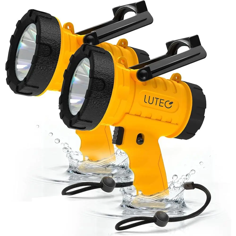 

2-Pack Rechargeable 90,000 Lux Spotlight Flashlight, Waterproof Camping Light with Stand and Red Filter for Outdoor Use