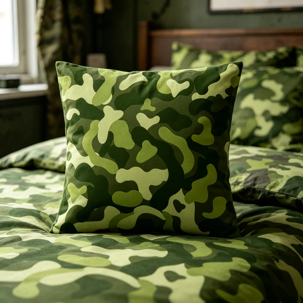 1PC Green Camouflage Pillow Cover, Military Army Camo Print Polyester Cushion Case for Sofa Couch Living Room Home Decor