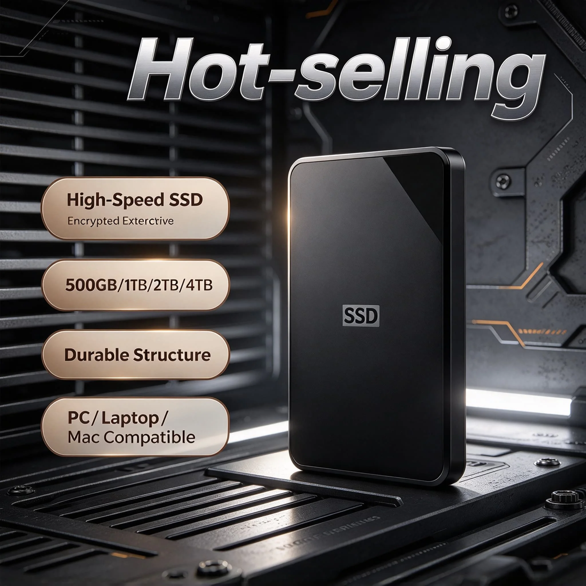 USB3.2 Stable New External SSD 4TB 2TB 1TB 500GB Drive Encrypted Backup Portable PC Laptop Mac Pocket Sized Unleash Speed
