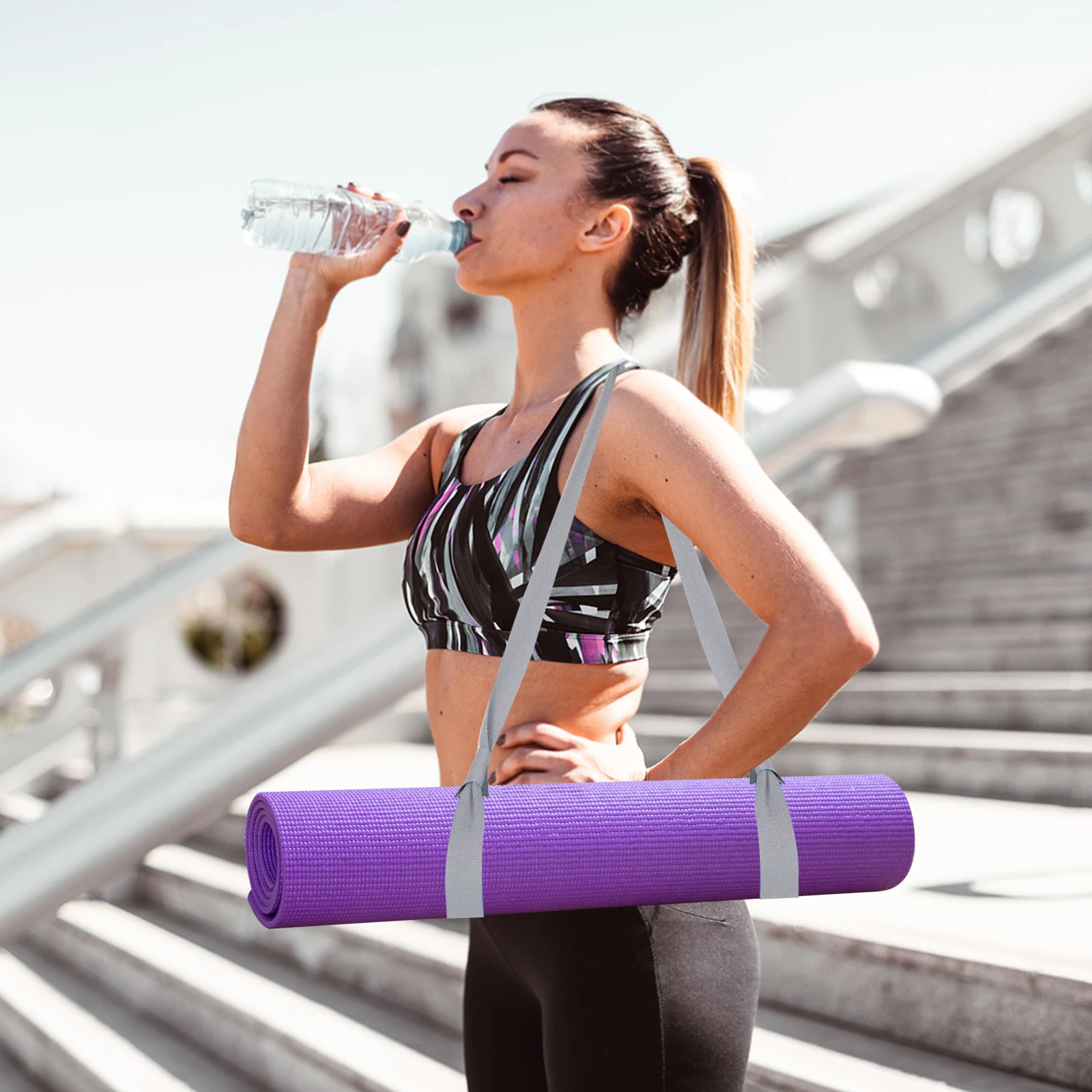 

1pc Yoga Mat Strap Lightweight Portable Adjustable Holder Travel Fitness Nylon Sling Carry Bottle Phone Essentials Mats Blanket