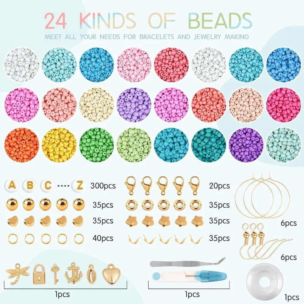 

28 + 2 сетки для изготовления ювелирных изделий DIY браслет набор ремешков для телефона ​ Ожерелья Орнамент 3 мм Набор стеклянных бусин ручной работы с буквенной бусиной