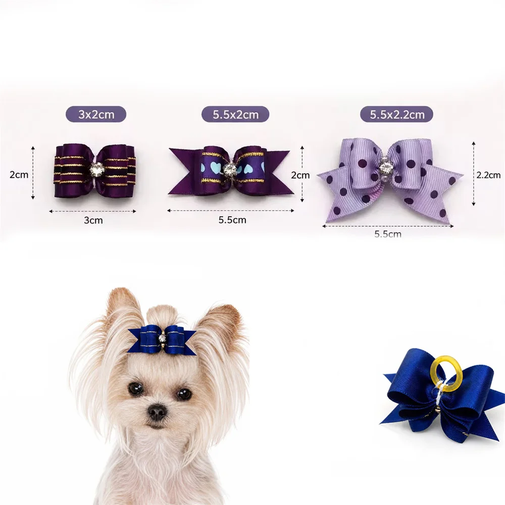 50/100pcs Mixcolor Doggy Hair Bows with Elastic Rubber Bands for Puppies Girl Boy Yorkshire Dogs Hair Pet Grooming Accessories