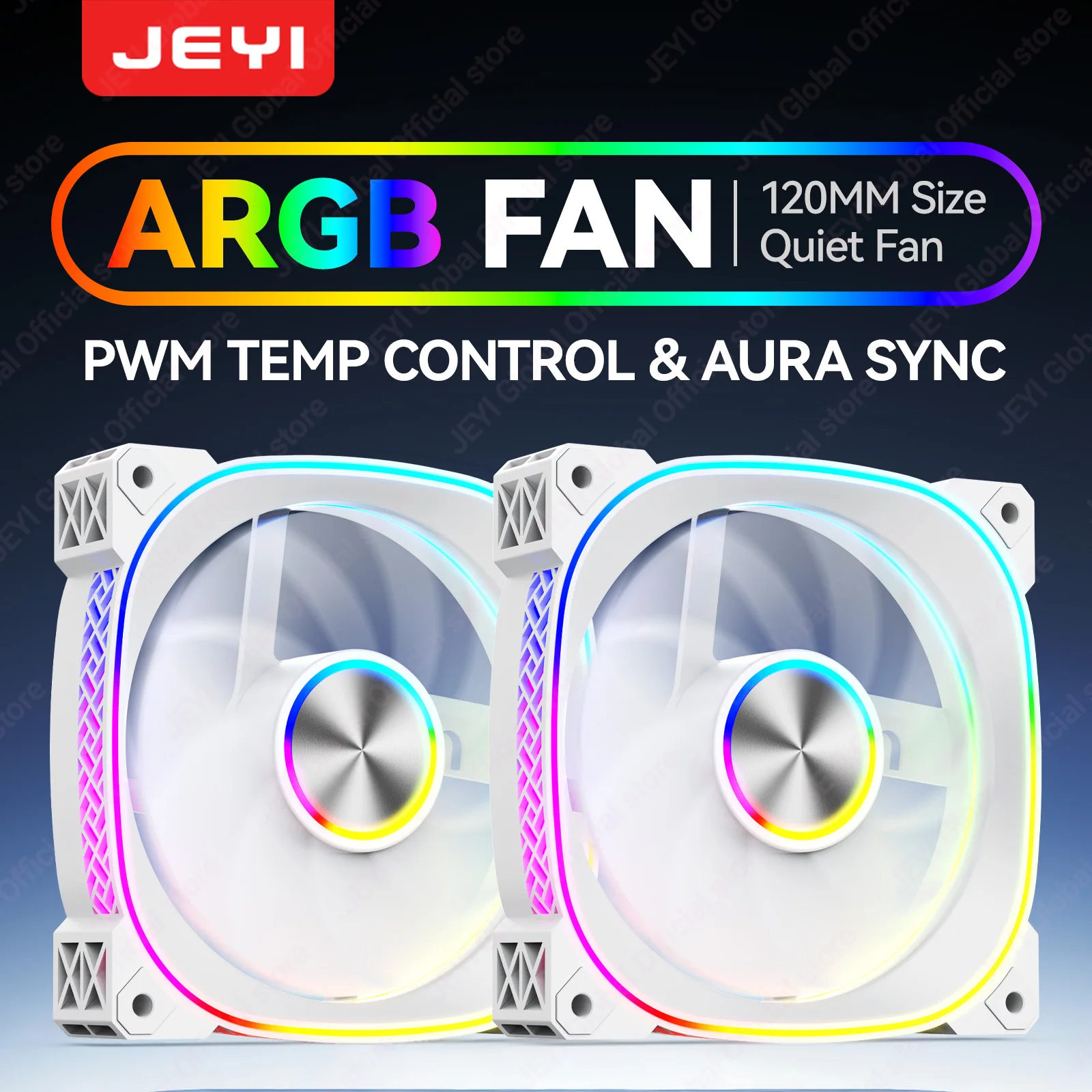 

JEYI ARGB Case Fan 120MM Cooling Fan PWM Fans Low Noise Divine Light Synchronous 5V3Pin Bar Case Chassis Fan High Performance
