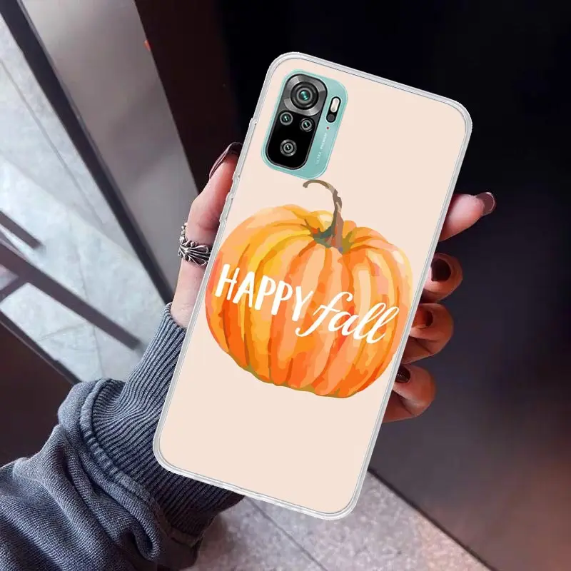 Pumpkin Happy Fall Holiday Phone Case For Xiaomi Redmi Note 13 12 12S 11 11S 10 10S 11E Pro Plus 11T 9 9S 8 8T 7 5 + Cover Funda