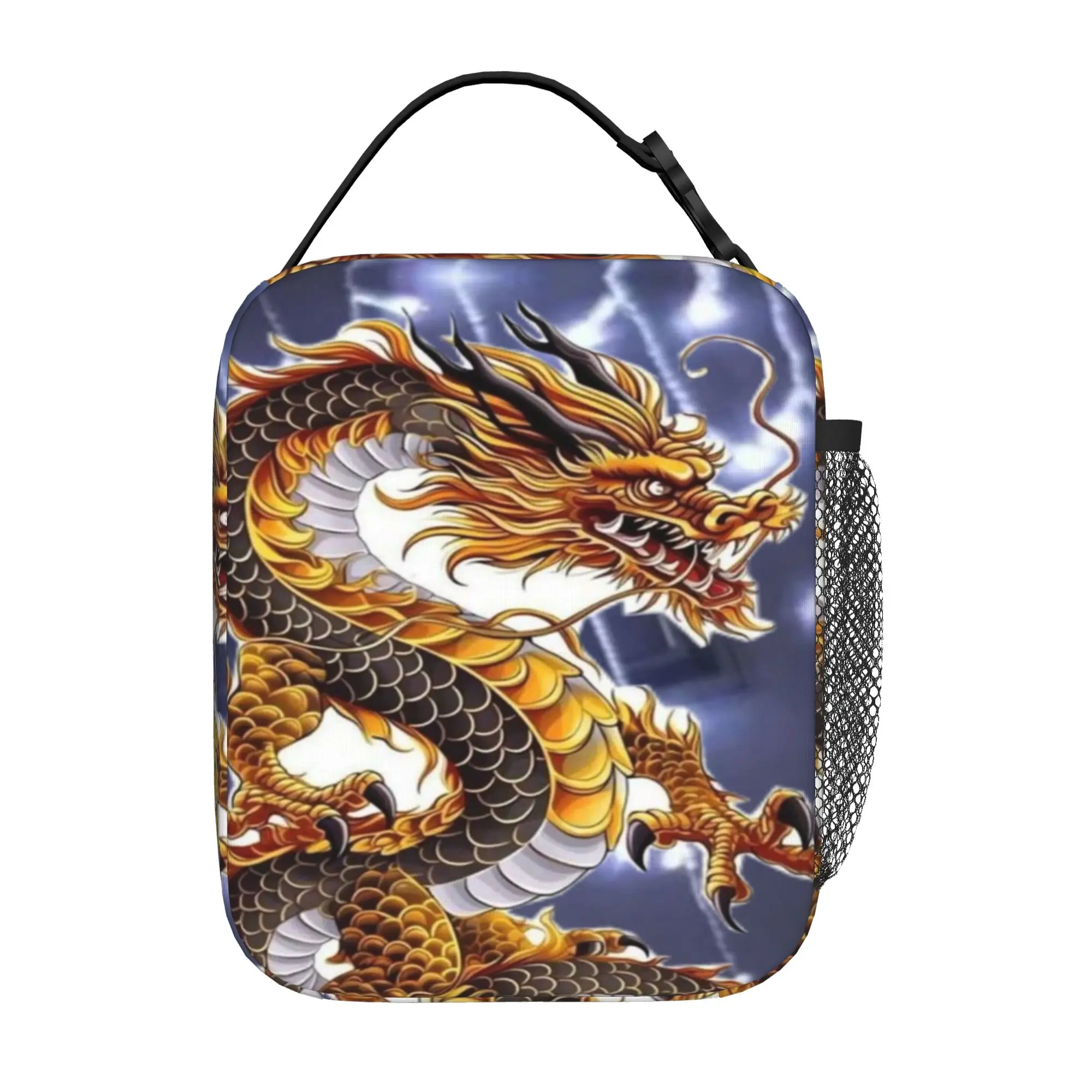 Back to school season Lunch Bag Golden Thunder Oriental Dragon Art Vintage Harajuku Design Multi-Function Food Storage Lunch Bag