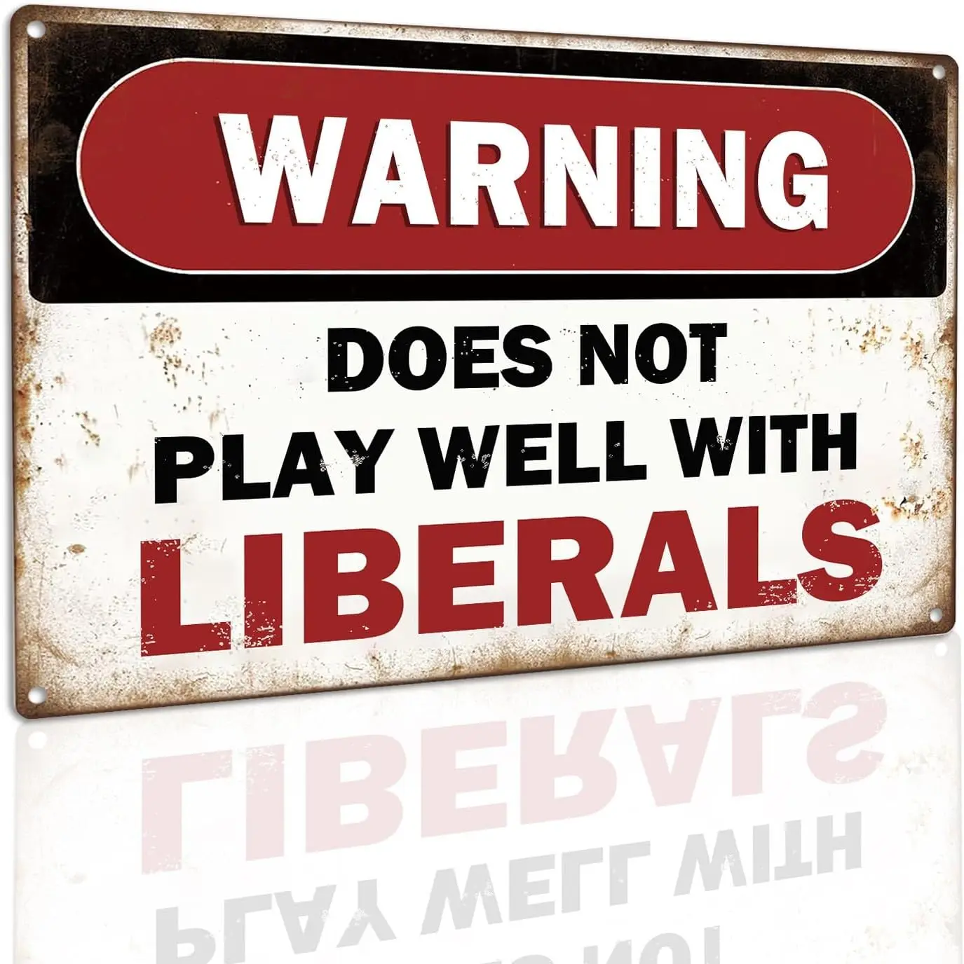 علامة القصدير المعدنية ذات الفكاهة السياسية المحافظة الجمهورية - ديكور الحائط للرجال الكهف والبار والمرآب - التحذير لا يرام مع Libe