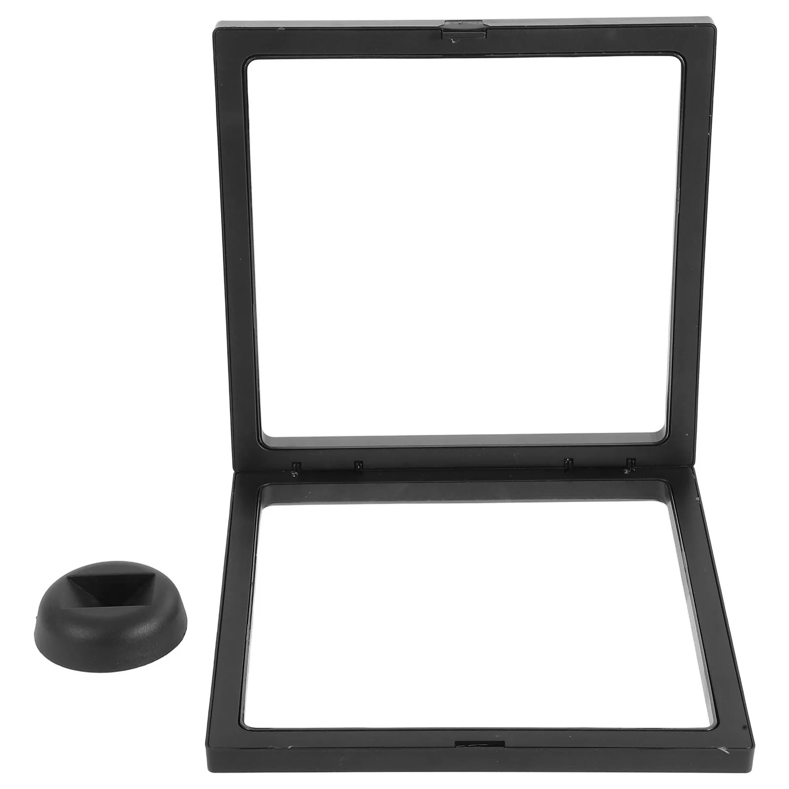 

3D Floating Frame Shadow Box Display Stand Black Round Base 18x18x2cm Jewelry Coin Medal Display Box for Desktop Use