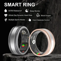 New Smart Ring 5ATM Waterproof Gestures Control Smart Ring Multi Sports Modes Fitness Health Monitor Smart Ring For Men Women