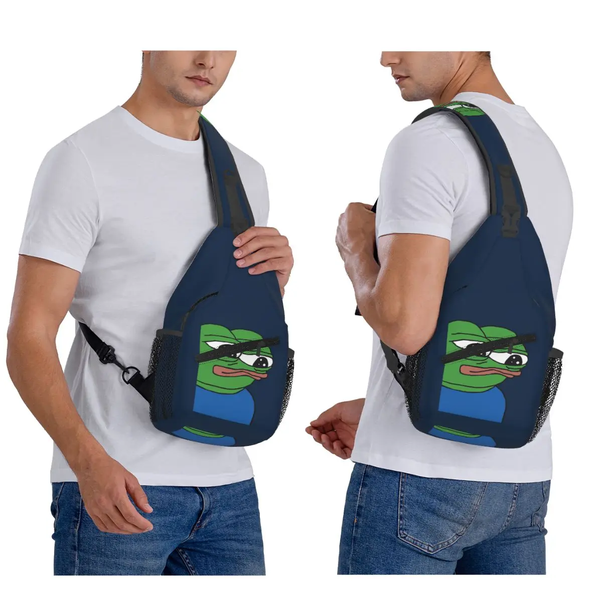

Pepe The Frog Apu Apustaja Chest Bag Men Sling Crossbody Backpack Chest Bag Traveling Hiking Daypack Shoulder Bag