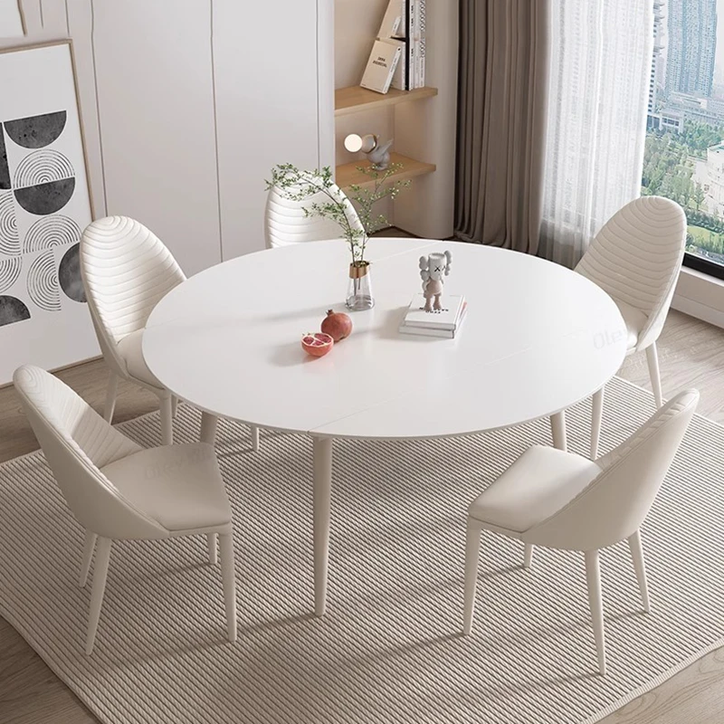 Round Extendable Dining Tables Mobile Hotel Modern Side Console Table Living Room Nordic Muebles De Cocina Patio Furniture DWH