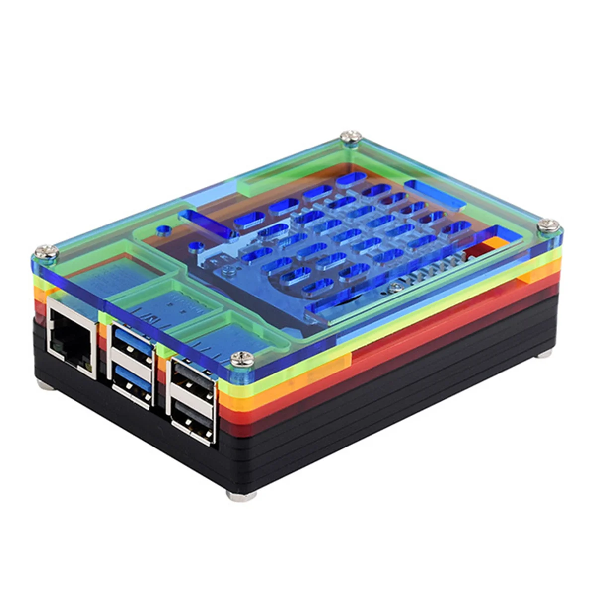 Carcasa transparente arcoíris para Raspberry Pi 5, funda protectora GPIO PCIe DSI CSI