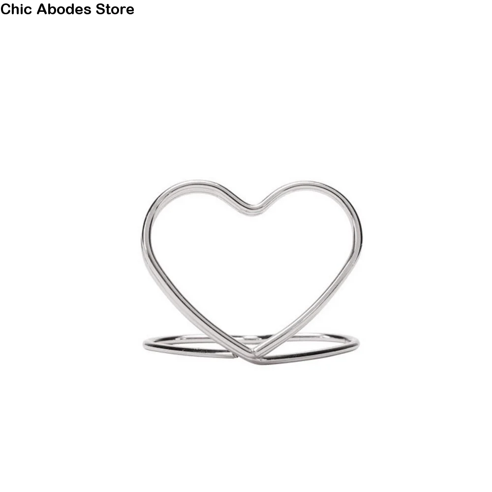 

10 Pcs/set Heart-shape Design Love Shape Card Holders Easy to Use Simple Metal Photos Clips Flexible Message Card Stand