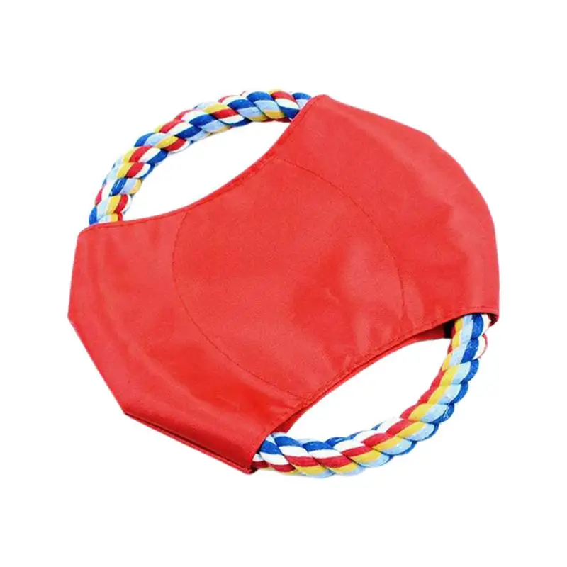 Soft Disc Throwing Disc Dog Toy For Outside Interactive Training Flyer Dog Toy Cotton Rope Toss Pet Disc For Stress Relief