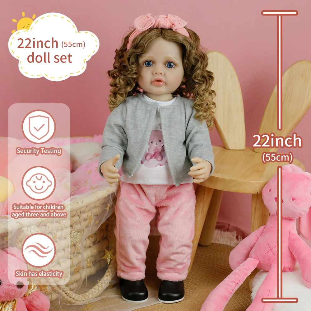 55 سنتيمتر تولد من جديد طفل فتاة دمية بيتي كامل لينة سيليكون الفينيل الجسم مع شعر أشقر الأميرة نابض بالحياة دمية طفل هدية عيد الميلاد لفتاة