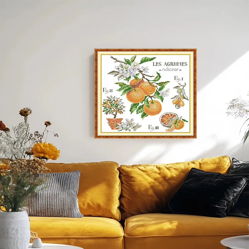 

Soulgift Stamped Pre-Printed Cross Stitch Kits, 9CT/11CT/14CT/16CT Fabric With DMC Threads, Easy To Follow - Legend - Orange