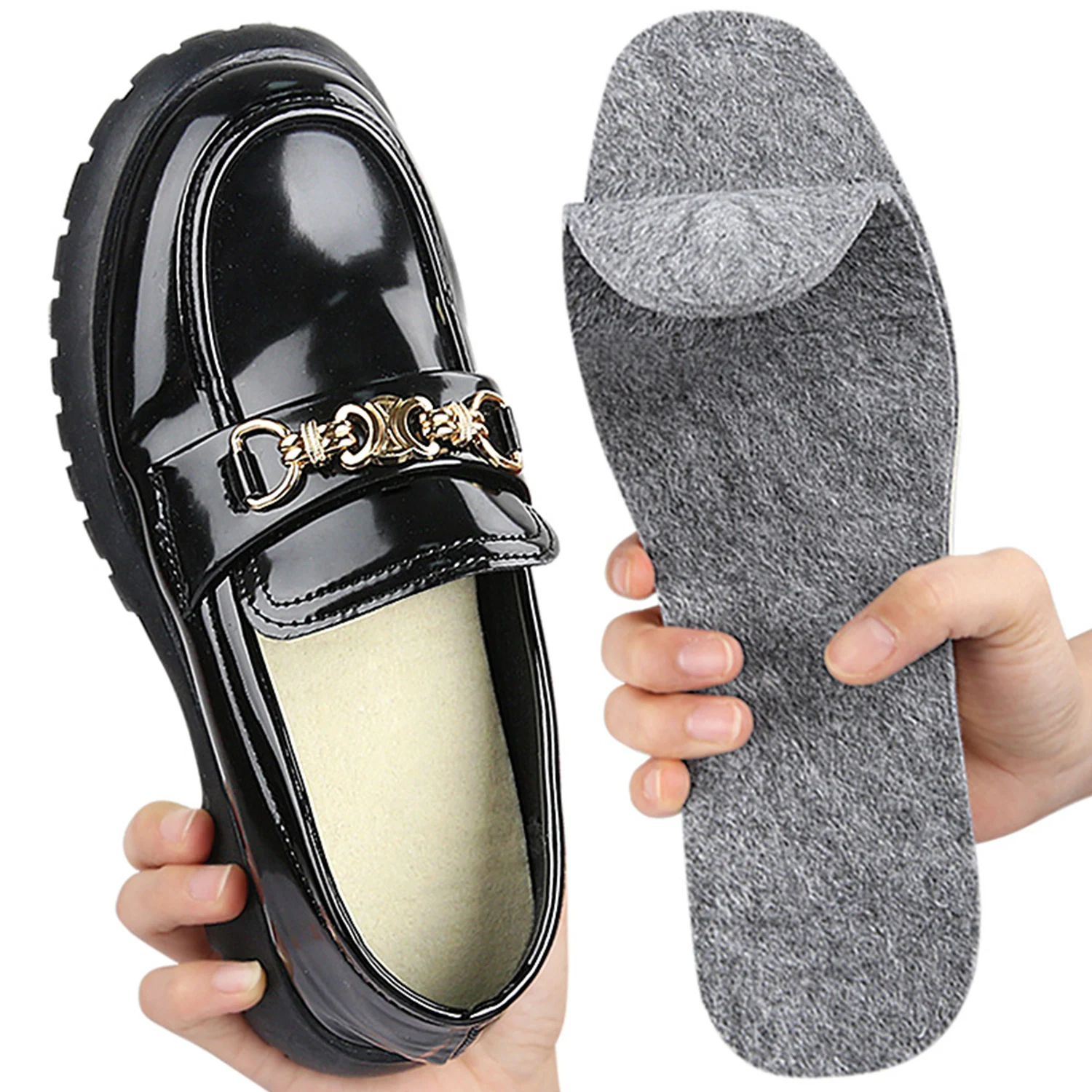 Natural Wool Insoles Men Women Winter Keep Warm Insole Soft Wool Thicken Shoepad Shoes Insert Thermal Shoe Pads