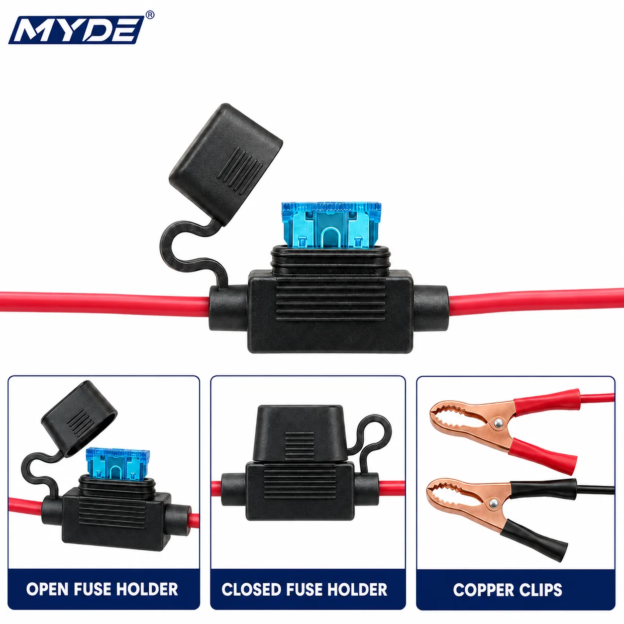 12V 24V Hochleistungs-Batteriekabel mit Krokodilklemmen und Zigarettenanzünder-Adapter mit 10A 20A Sicherung für Auto, Wohnmobil, LKW, Boot – Detail 3