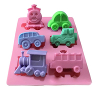Car Silicone Mold Cartoon Train Soap Mould For Baby Shower Kids Birthday Cake Decoration Chocolate Jelly Crayon Cookies Tools