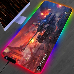 Keyboard Mat RGB Mouse Pad LED Gaming World Of Tanks Game Mats Mousepad Anti-skid Laptop Computer Desk Accessories Rug Playmat