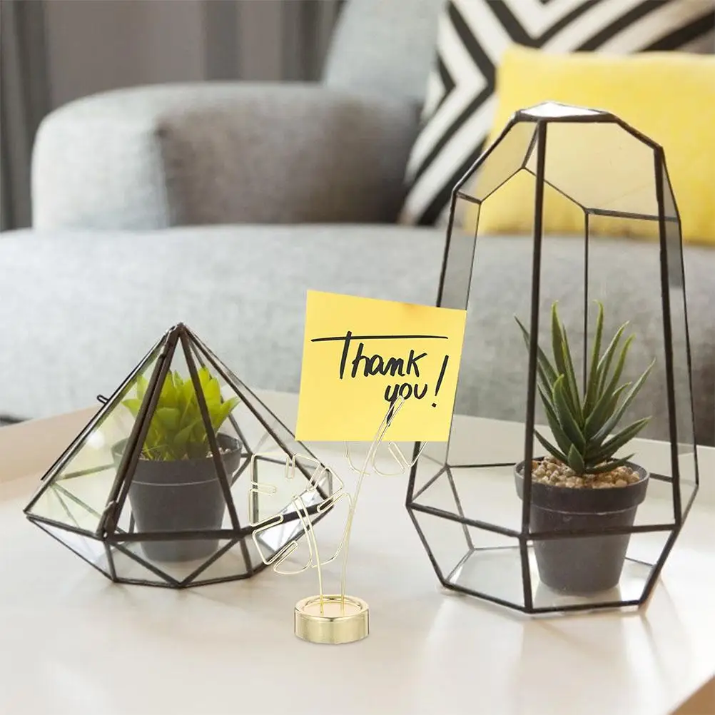 2 Pcs Metal Turtle Leaf Card Holder Desk Decor Photo St Note Clip Stainless Steel Game Table Display Picture Frame