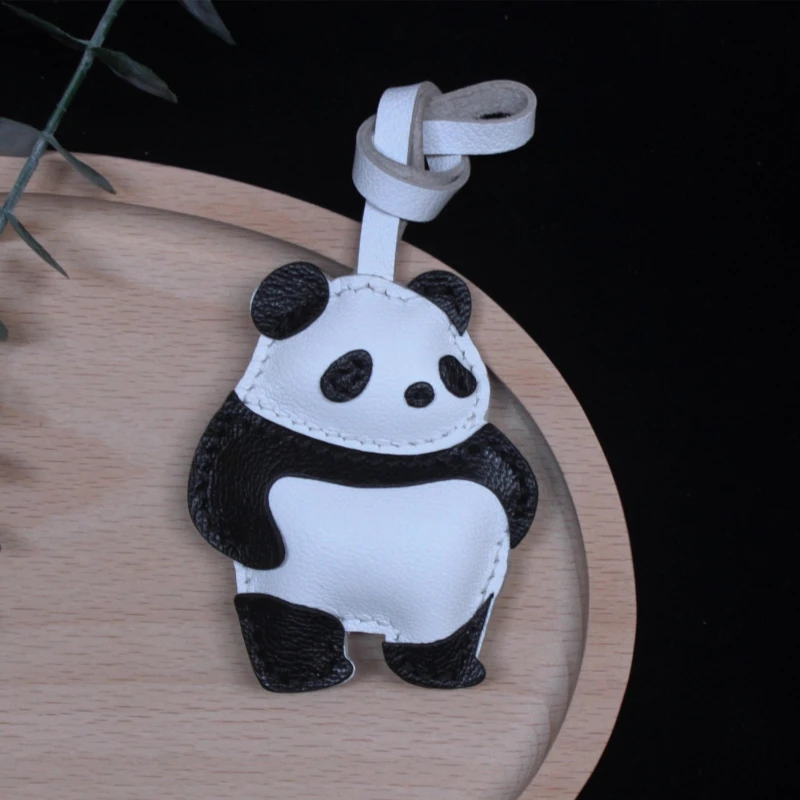 

Panda Pendant Handmade, French Sheepskin Bag Pendant Phone Pendant Bag, Pure Handmade Genuine Leather Keychain.