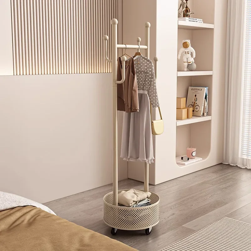 Freestanding Wheeled Wardrobe Rack Bedroom Multi Function Heavy Duty Bag Storage Shelf Clothing Rack Clothes Hanger Coat Hanger