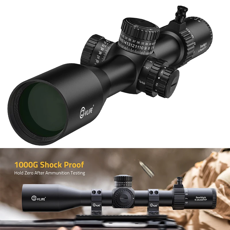

CVLIFE 6-24x50 FFP Rifle Scope Optics Long Range Riflescope - ED Glass Side Focus Parallax Adjustment Sights For Picatinny Rail