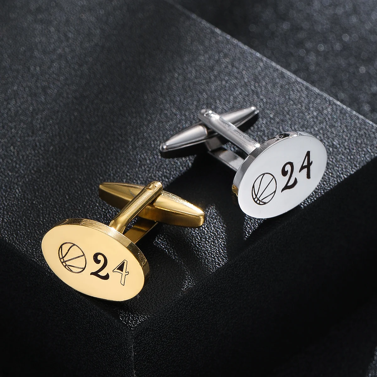 Stainless Steel Engraved Name Letter Basketball Cufflinks For Men Custom Suit Shirt Buttons Sports Jewelry Gifts