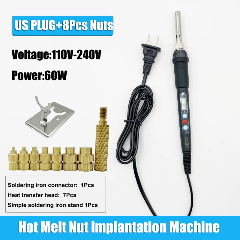 Messing-Wärme-Set-Einsatzmutter, elektrischer Lötkolben, 60 W, LCD-Digitalanzeige, einstellbare Temperatur, 220 V/110 V, 3D-Drucker, Kupfermutter – Detail 20