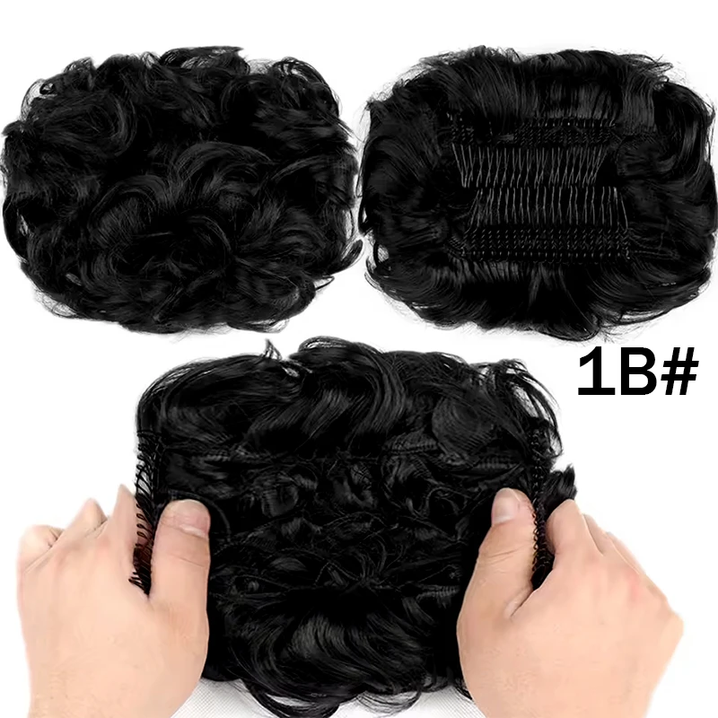 LUPU Short Messy Curly Dish Hair Bun Extension Easy Stretch hair Combs Clip in Ponytail