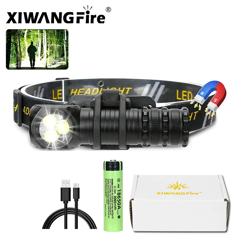 

Mini Portable 3 LED Headlamp USB Rechargeable Magnetic Torch Lamp Ult-bright Outdoor Portable Camping Fishing Lantern