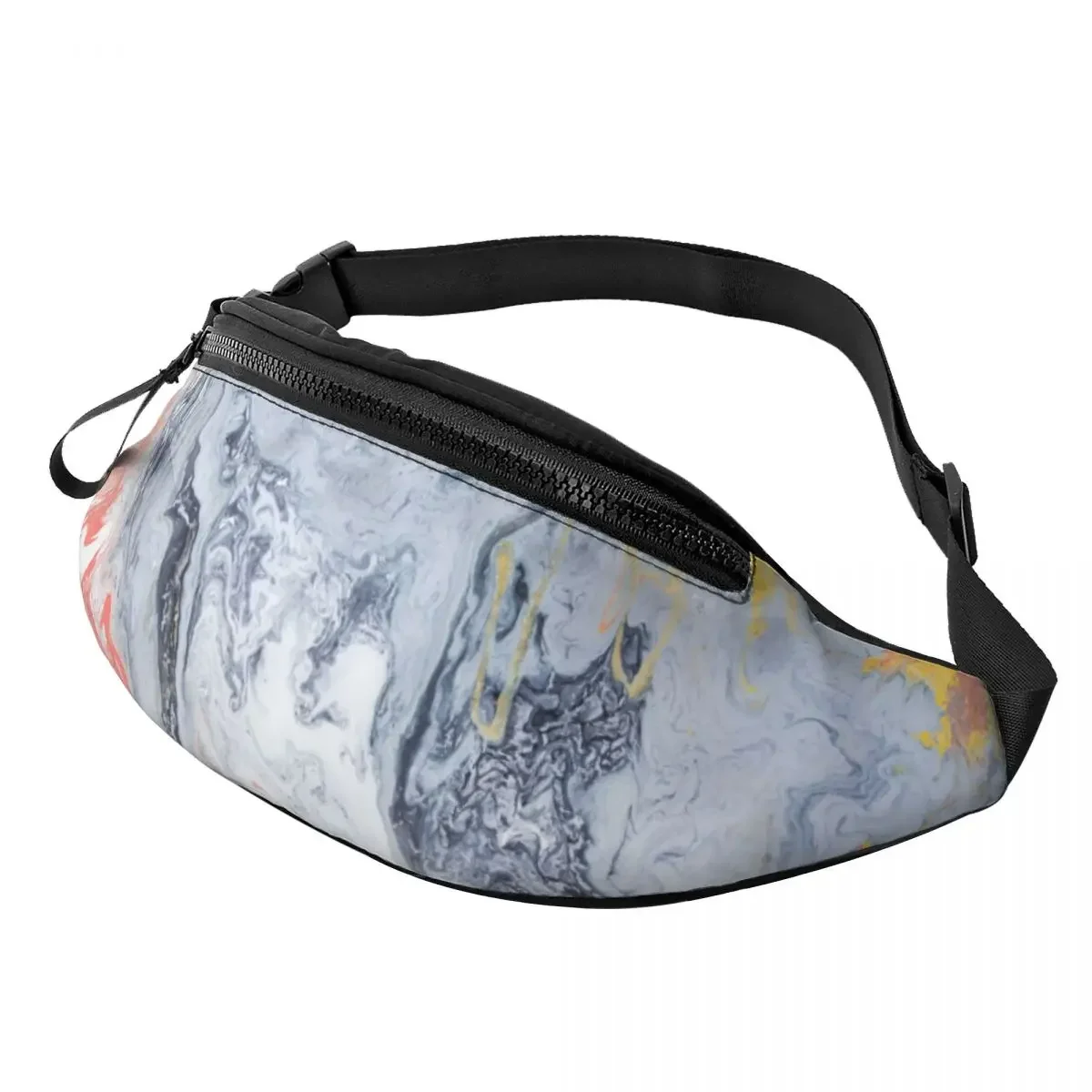 Multicolored Marble Fanny Pack Men Women Custom Crossbody Waist Bag for Cycling Camping Phone Money Pouch