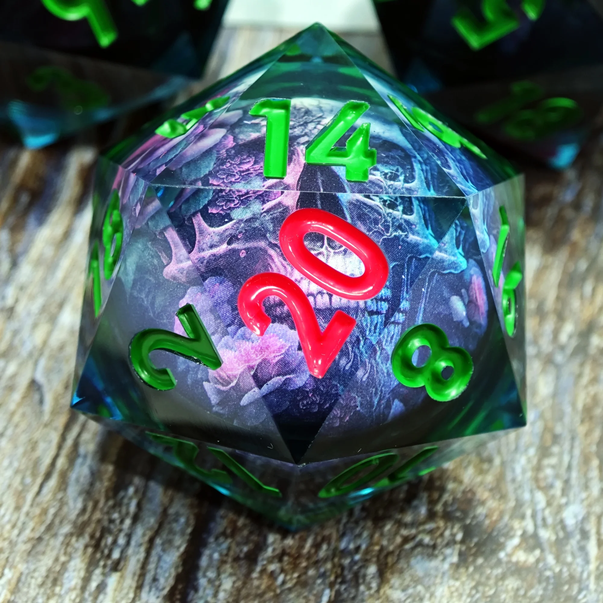 MINI PLANET Flame Skull Witch LED 50mm D20 Dice Huge Polyhedral Resin 20 Side Dice For RPG Board Game DND D20 Dice Sharp Edges